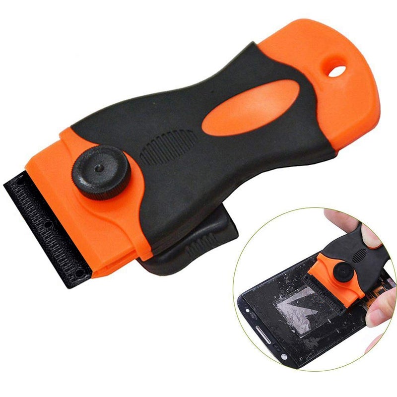 CANOPUS Plastic Razor Blade Scraper with 10 Double Edged Plastic Replacement Blades, Suitable to Remove Glue, Stickers, Decals, Gaskets, Auto Window Tint Vinyls, Black-Orange - Image 2